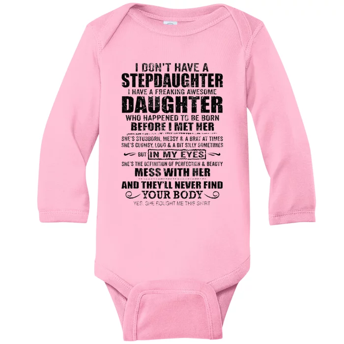 Step Dad Fathers Day Bonus Dad Gift From Wife Son Daughter Baby Long Sleeve Bodysuit