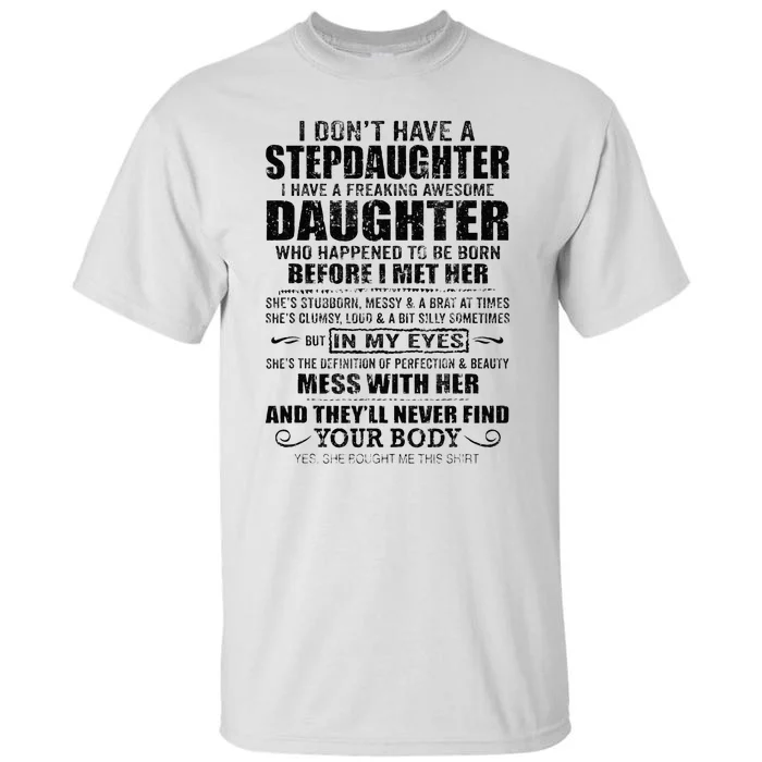 Step Dad Fathers Day Bonus Dad Gift From Wife Son Daughter Tall T-Shirt