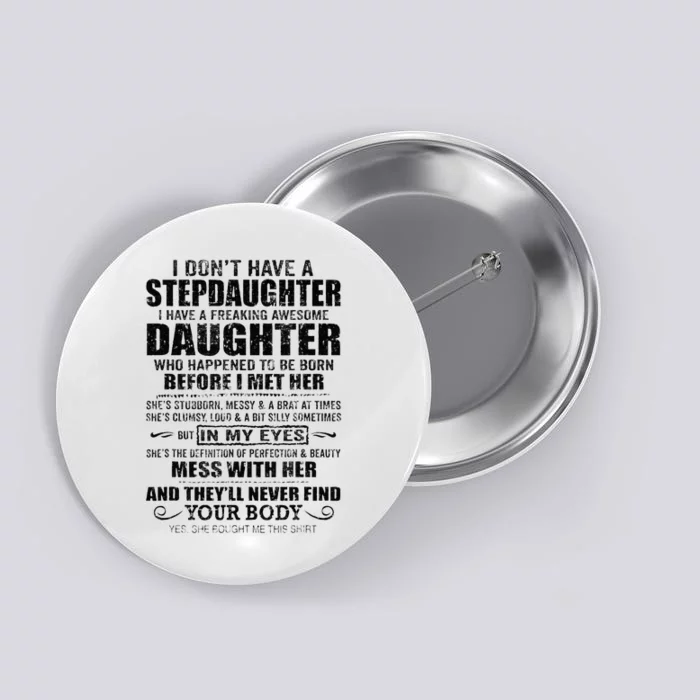 Step Dad Fathers Day Bonus Dad Gift From Wife Son Daughter Button