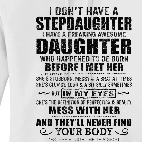 Step Dad Fathers Day Bonus Dad Gift From Wife Son Daughter Women's Pullover Hoodie