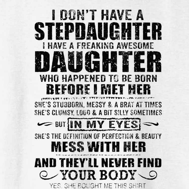 Step Dad Fathers Day Bonus Dad Gift From Wife Son Daughter Women's Crop Top Tee