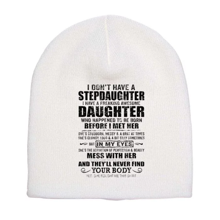 Step Dad Fathers Day Bonus Dad Gift From Wife Son Daughter Short Acrylic Beanie