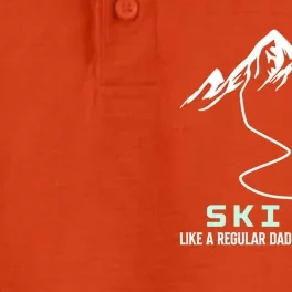 Ski Dad Funny Cute Winter Skiing Gift Dry Zone Grid Performance Polo