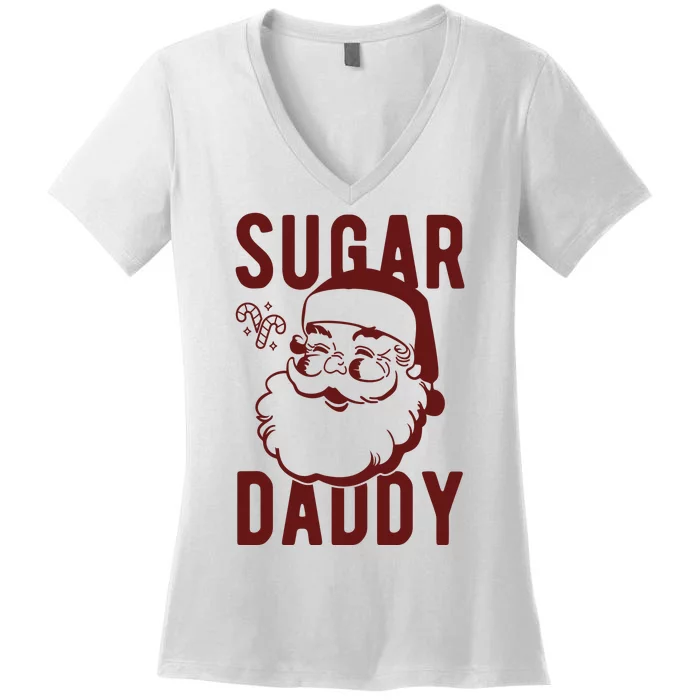 Sugar Daddy Funny Santa Christmas Women's V-Neck T-Shirt