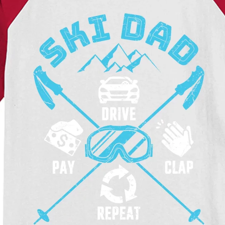 Ski Dad Funny Drive Pay Clap Repeat Father Skiing Funny Gift Kids Colorblock Raglan Jersey