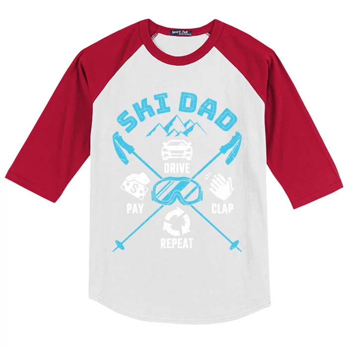 Ski Dad Funny Drive Pay Clap Repeat Father Skiing Funny Gift Kids Colorblock Raglan Jersey