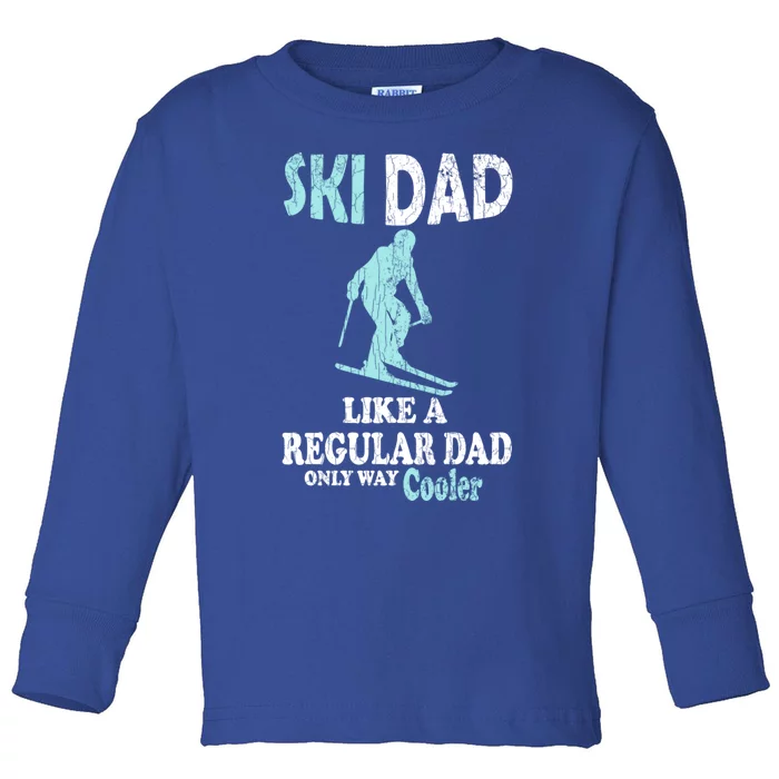 Ski Dad Funny Retro Vintage Skiing Skier Adventure Graphic Gift Toddler Long Sleeve Shirt