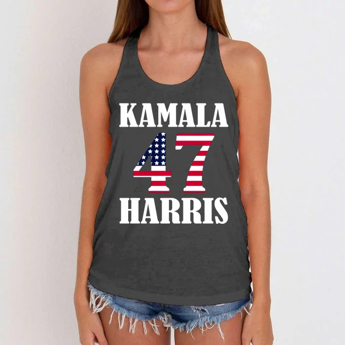 Standard Design Featuring Kamala 47 Hariis Text Women's Knotted Racerback Tank