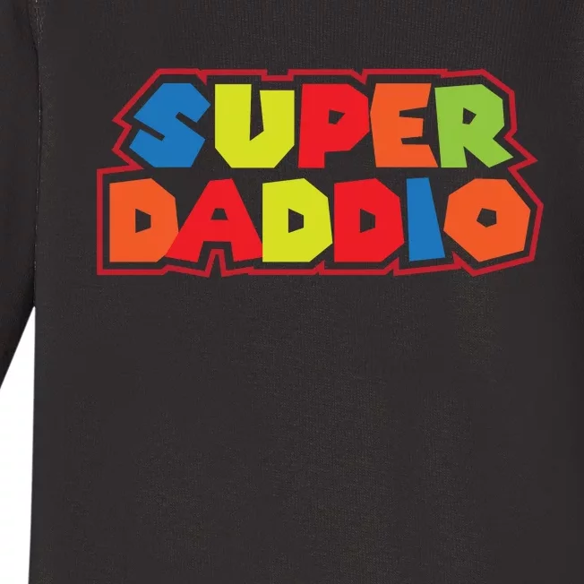 Super Daddio Funny Super Dad Daddy Father Baby Long Sleeve Bodysuit