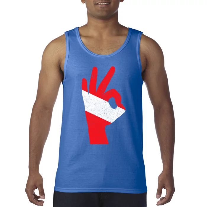 Scuba Diving Flag Ok Hand Sign Funny Scuba Diver Gift Tank Top