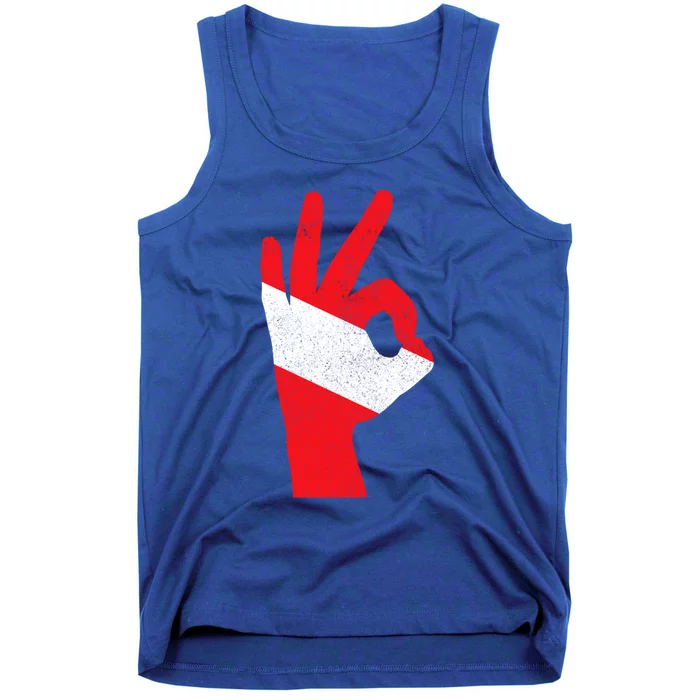 Scuba Diving Flag Ok Hand Sign Funny Scuba Diver Gift Tank Top