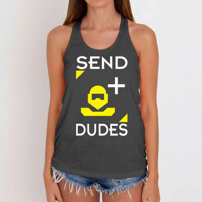 Send Dudes Funny Gamer Meme Women's Knotted Racerback Tank