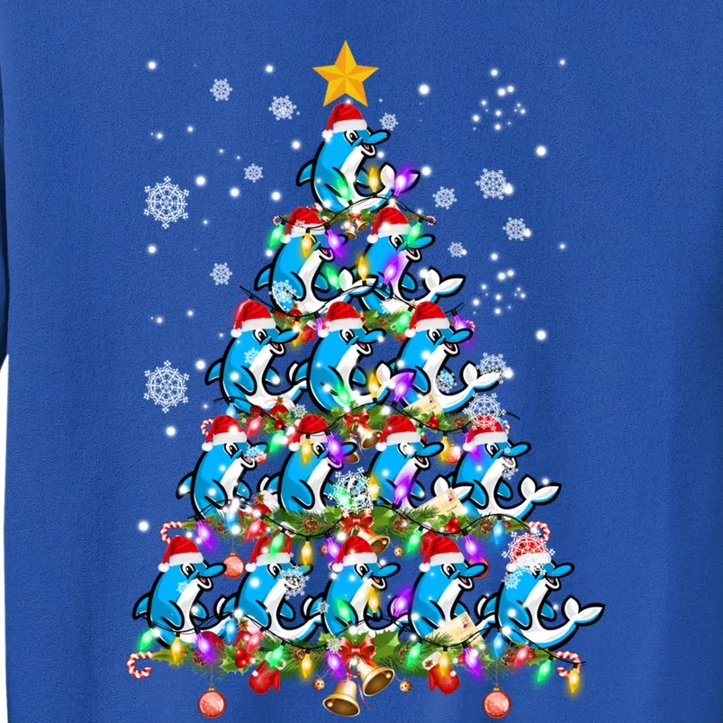 Santa Dolphin Fish Lover Xmas Gift Dolphin Christmas Tree Cute Gift Tall Sweatshirt