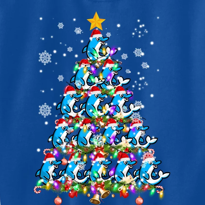 Santa Dolphin Fish Lover Xmas Gift Dolphin Christmas Tree Cute Gift Kids Sweatshirt