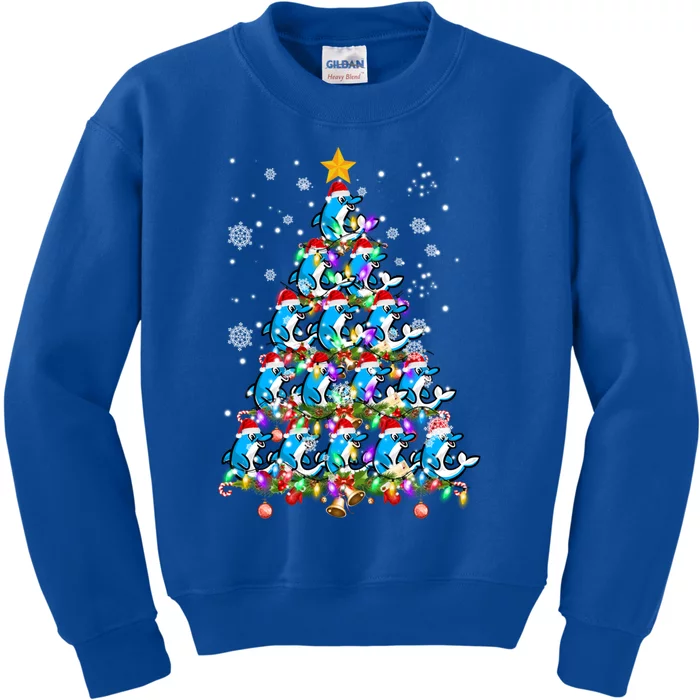 Santa Dolphin Fish Lover Xmas Gift Dolphin Christmas Tree Cute Gift Kids Sweatshirt