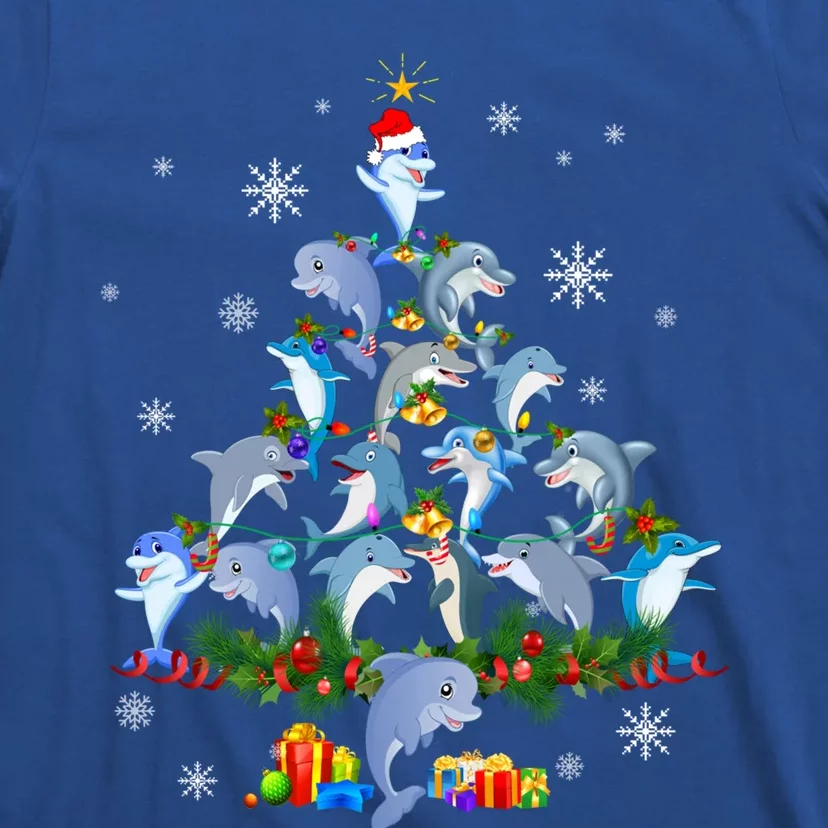 Santa Dolphin Fish Lover Xmas Dolphin Christmas Tree Funny Gift T-Shirt