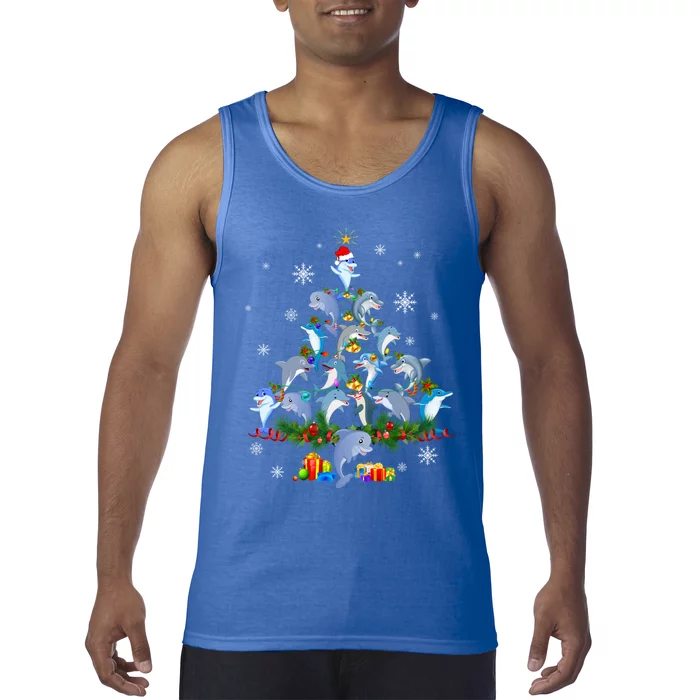 Santa Dolphin Fish Lover Xmas Dolphin Christmas Tree Funny Gift Tank Top