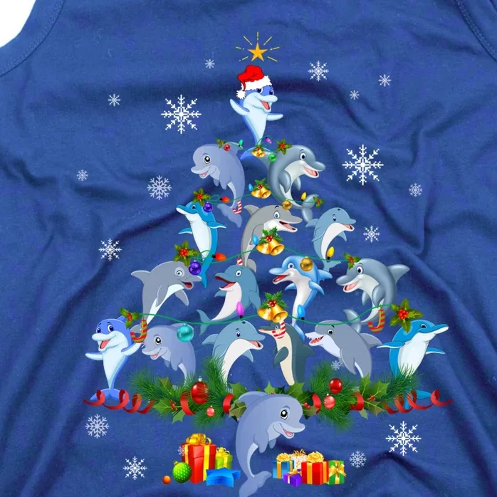 Santa Dolphin Fish Lover Xmas Dolphin Christmas Tree Funny Gift Tank Top