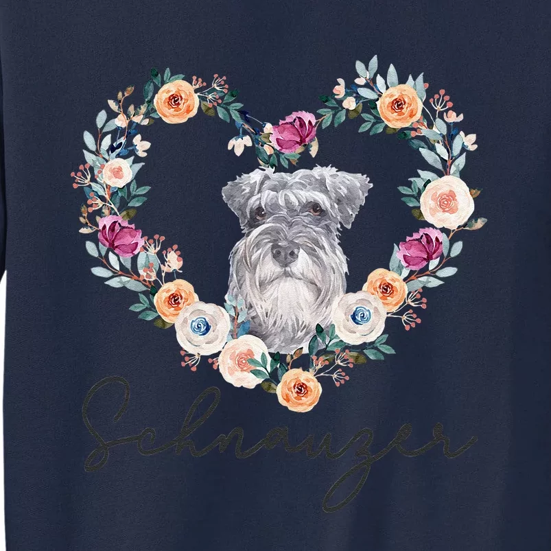 Schnauzer Dog Flower Heart Funny Mothers Day Gift Tall Sweatshirt