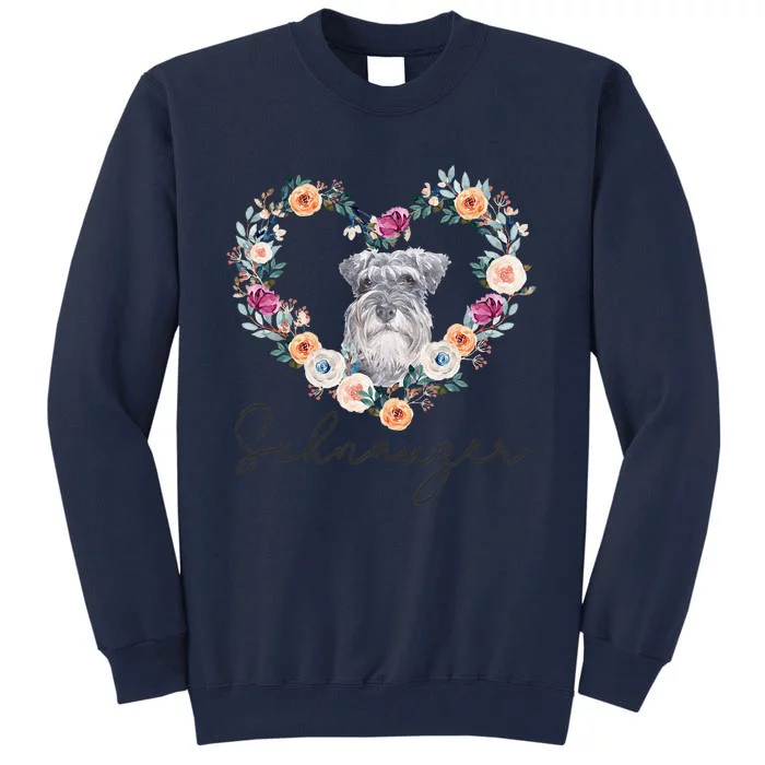 Schnauzer Dog Flower Heart Funny Mothers Day Gift Tall Sweatshirt