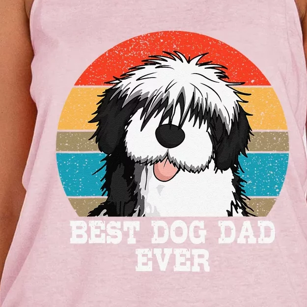 Sheepadoodle Dad Father Gift Idea For Fathers Day Women's Knotted Racerback Tank