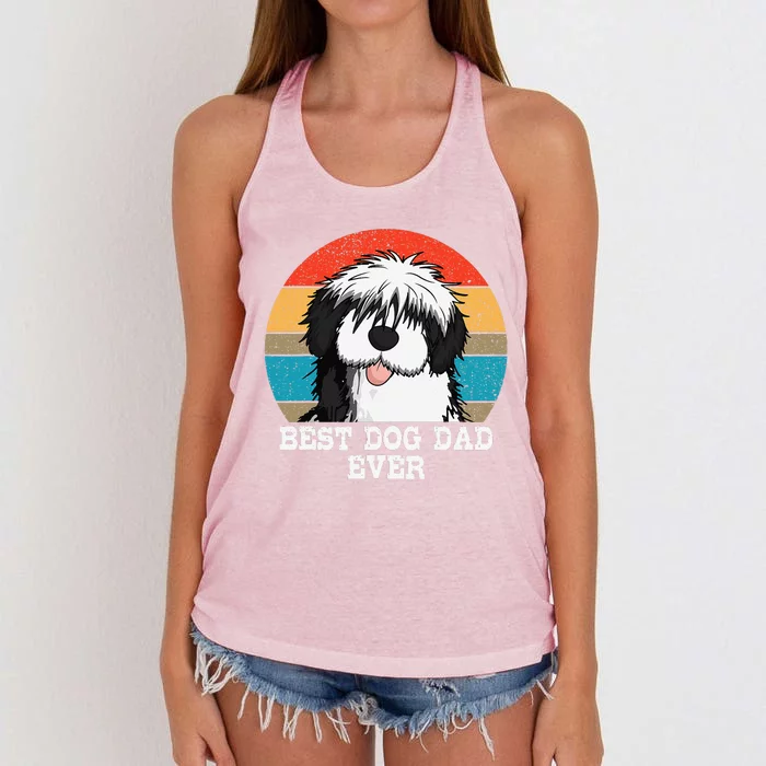 Sheepadoodle Dad Father Gift Idea For Fathers Day Women's Knotted Racerback Tank