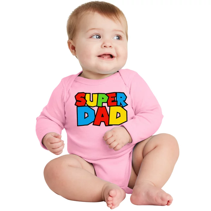 Super Dad Funny Gamer Baby Long Sleeve Bodysuit