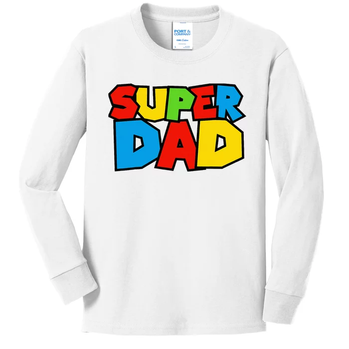 Super Dad Funny Gamer Kids Long Sleeve Shirt