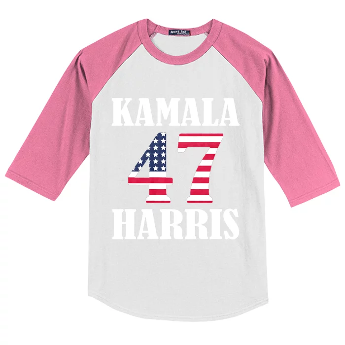 Standard Design Featuring Kamala 47 Hariis Text Kids Colorblock Raglan Jersey