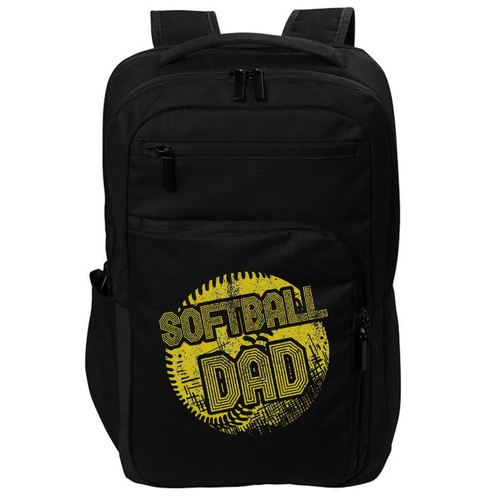 Softball Dad Father Daddy Fathers Day Gift Sport Fan Impact Tech Backpack