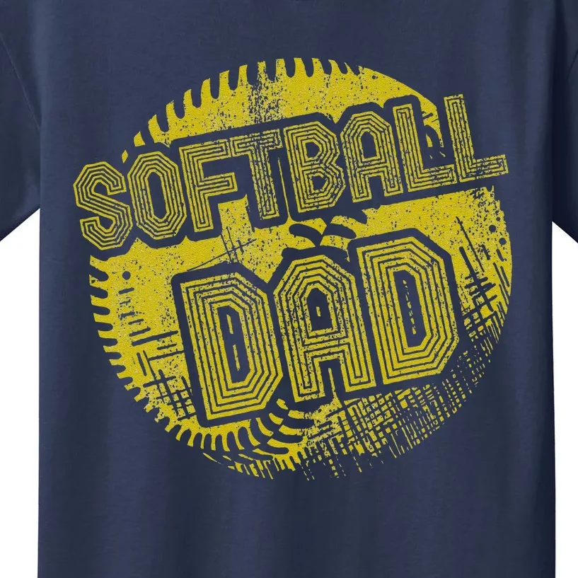 Softball Dad Father Daddy Fathers Day Gift Sport Fan Kids T-Shirt