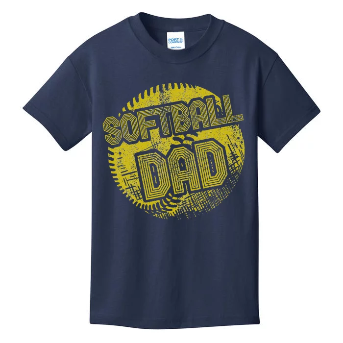 Softball Dad Father Daddy Fathers Day Gift Sport Fan Kids T-Shirt