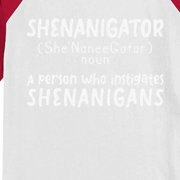 Shenanigator Definition Funny Saint Patrick Day Shenanigans Kids Colorblock Raglan Jersey