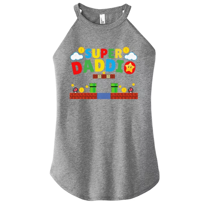 Super Dad Funny Dad Fathers Day Gamer Daddy Super Daddio Women’s Perfect Tri Rocker Tank