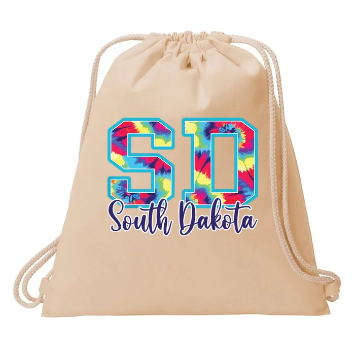 South Dakota Funny Tie Dye Vintage Retro Drawstring Bag