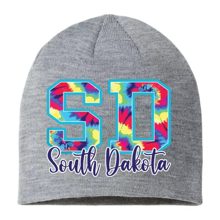 South Dakota Funny Tie Dye Vintage Retro 8 1/2in Sustainable Knit Beanie