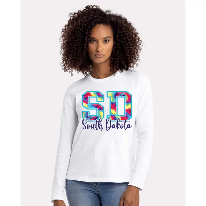 South Dakota Funny Tie Dye Vintage Retro Womens Cotton Relaxed Long Sleeve T-Shirt