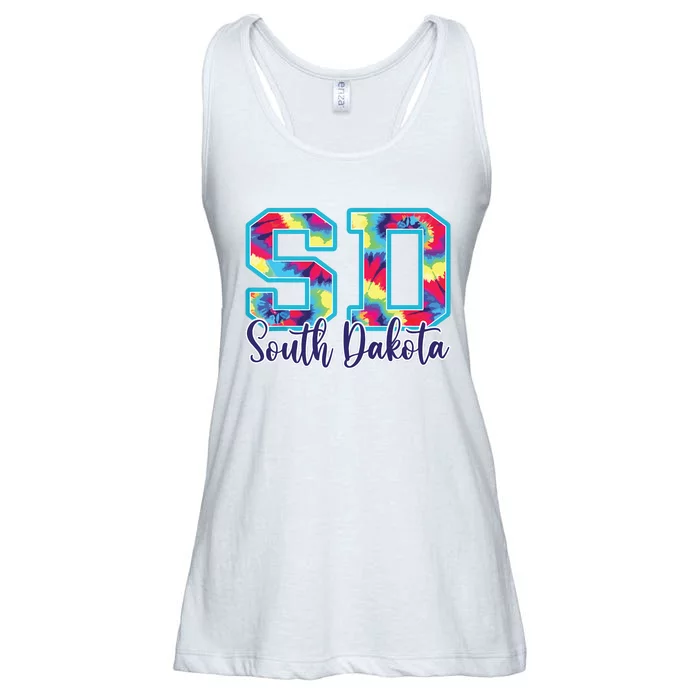 South Dakota Funny Tie Dye Vintage Retro Ladies Essential Flowy Tank