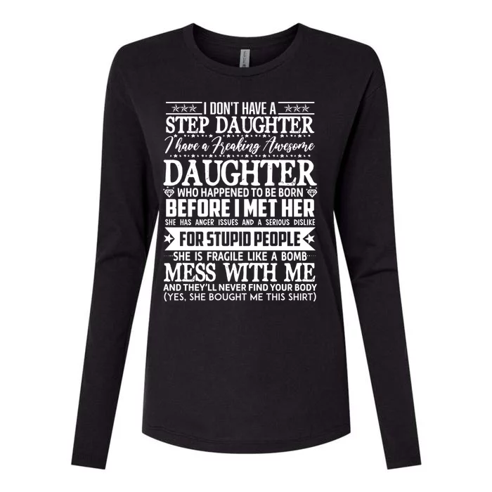 Step Dad Fathers Day Tee From Daughter Son Wife Step Dad Gift Womens Cotton Relaxed Long Sleeve T-Shirt