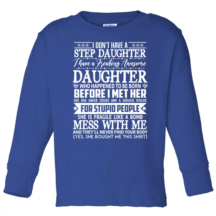 Step Dad Fathers Day Tee From Daughter Son Wife Step Dad Gift Toddler Long Sleeve Shirt