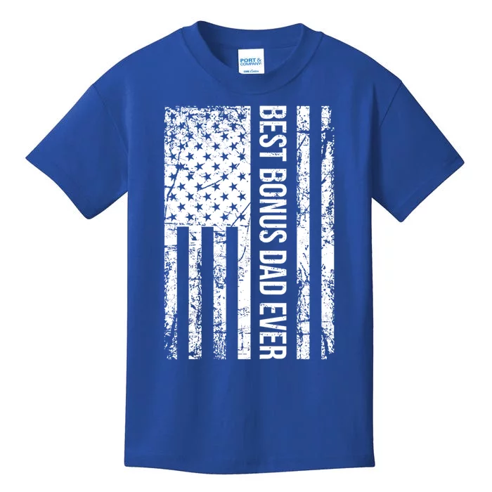 Step Dad For Best Bonus Dad Ever American Flag Fathers Day Meaningful Gift Kids T-Shirt