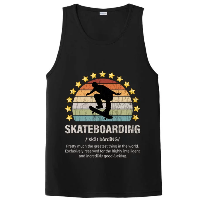 Skateboarding Definition Fun Skateboard Skateboarder Graphic Gift Performance Tank