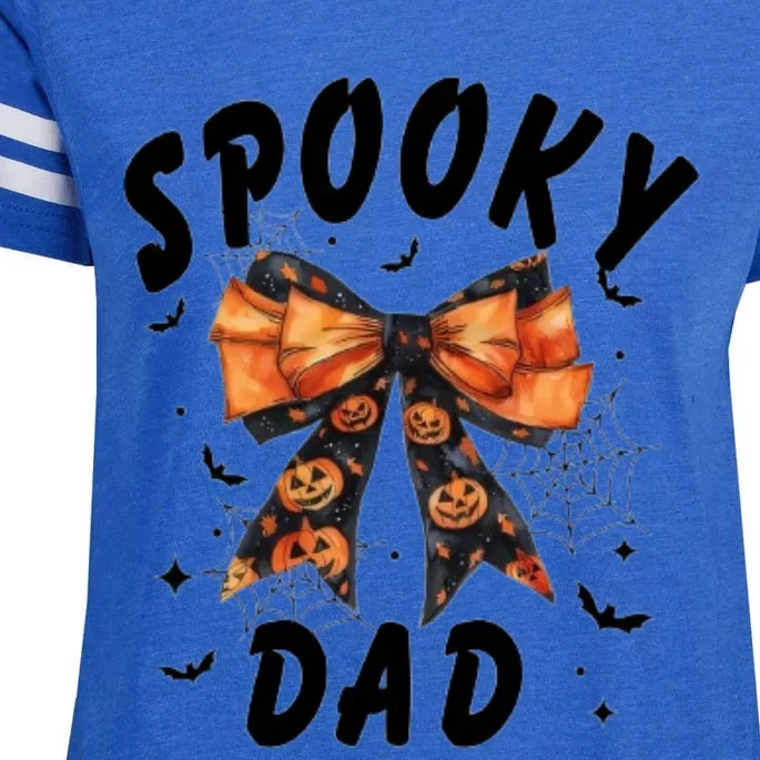 Spooky Dad Funny Pumpkin Halloween Season Matching Family Enza Ladies Jersey Football T-Shirt