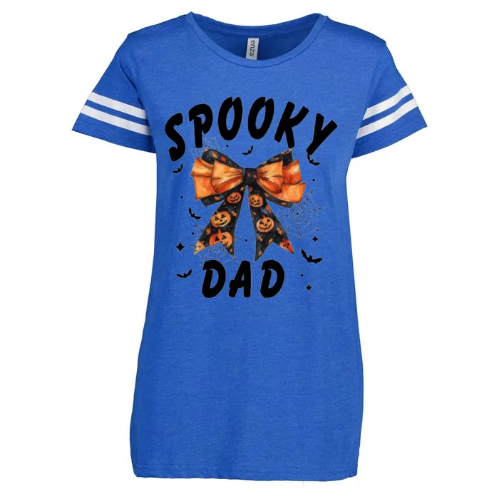 Spooky Dad Funny Pumpkin Halloween Season Matching Family Enza Ladies Jersey Football T-Shirt