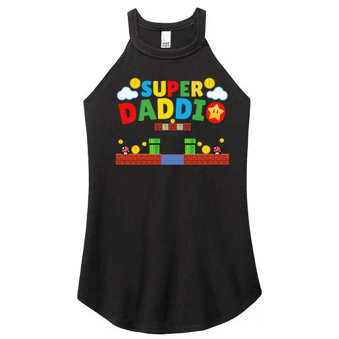 Super Dad Funny Dad Father's Day Gamer Daddy Super Daddio Women’s Perfect Tri Rocker Tank