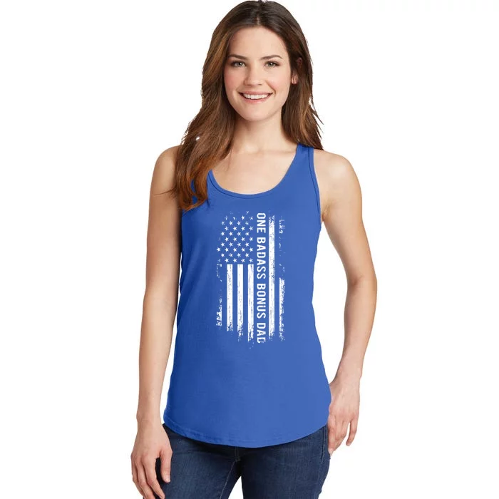 Step Dad Fathers Day Gift One Badass Bonus Dad Gift Ladies Essential Tank