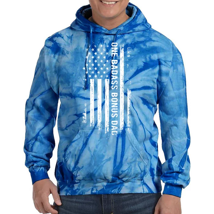 Step Dad Fathers Day Gift One Badass Bonus Dad Gift Tie Dye Hoodie