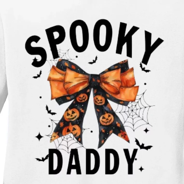 Spooky Daddy Funny Pumpkin Halloween Season Matching Family Ladies Long Sleeve Shirt