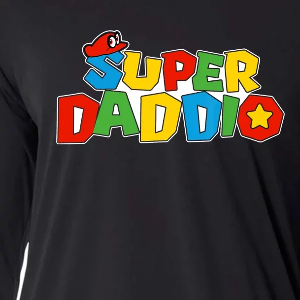 Super Daddio Funny Dad Daddy Father Video Game Lovers Cooling Performance Long Sleeve Crew