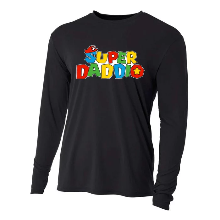 Super Daddio Funny Dad Daddy Father Video Game Lovers Cooling Performance Long Sleeve Crew